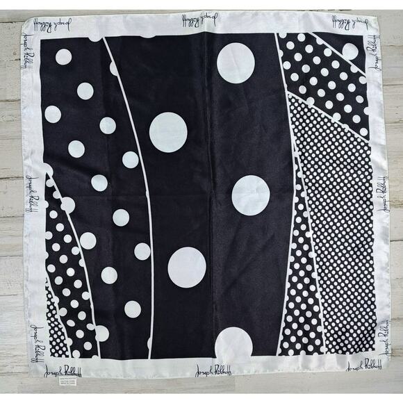 JOSEPH RIBKOFF Women's Square 20"x20" Silk Like Scarf Black and White - Picture 1 of 4